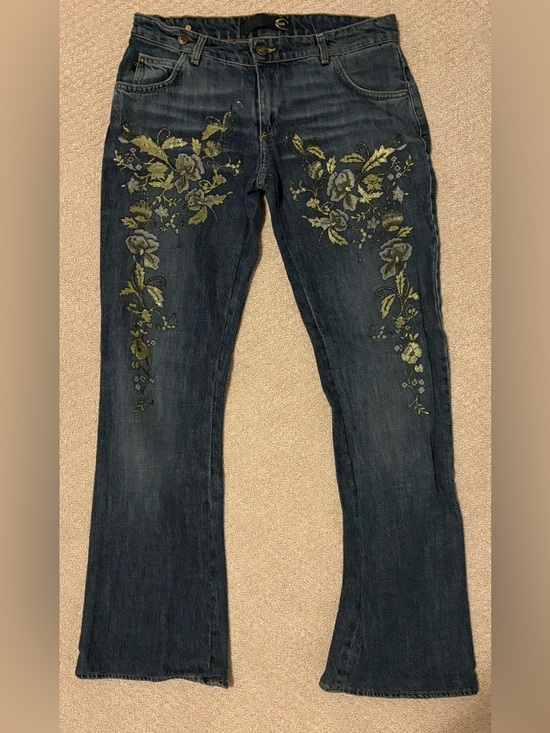 Just Cavalli Denim - Just Cavalli Floral Embroidered Bootcut Jeans Dark Wash
